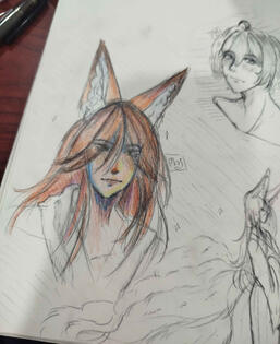 Colored pencils on old art